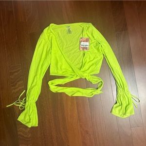 Oh Polly Lime Tie Front Crop Top Swimsuit Cover Up